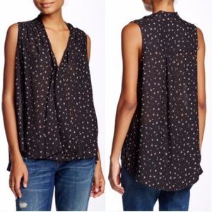Free People Dark Gray Tie Front Sleeveless Blouse